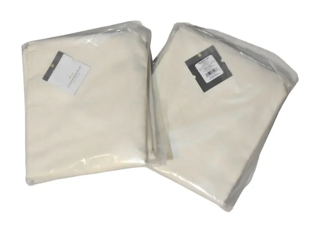 Threshold Set of 2 Cotton Curtain Panels 54x84 Shell Off-White Grommet Top NEW